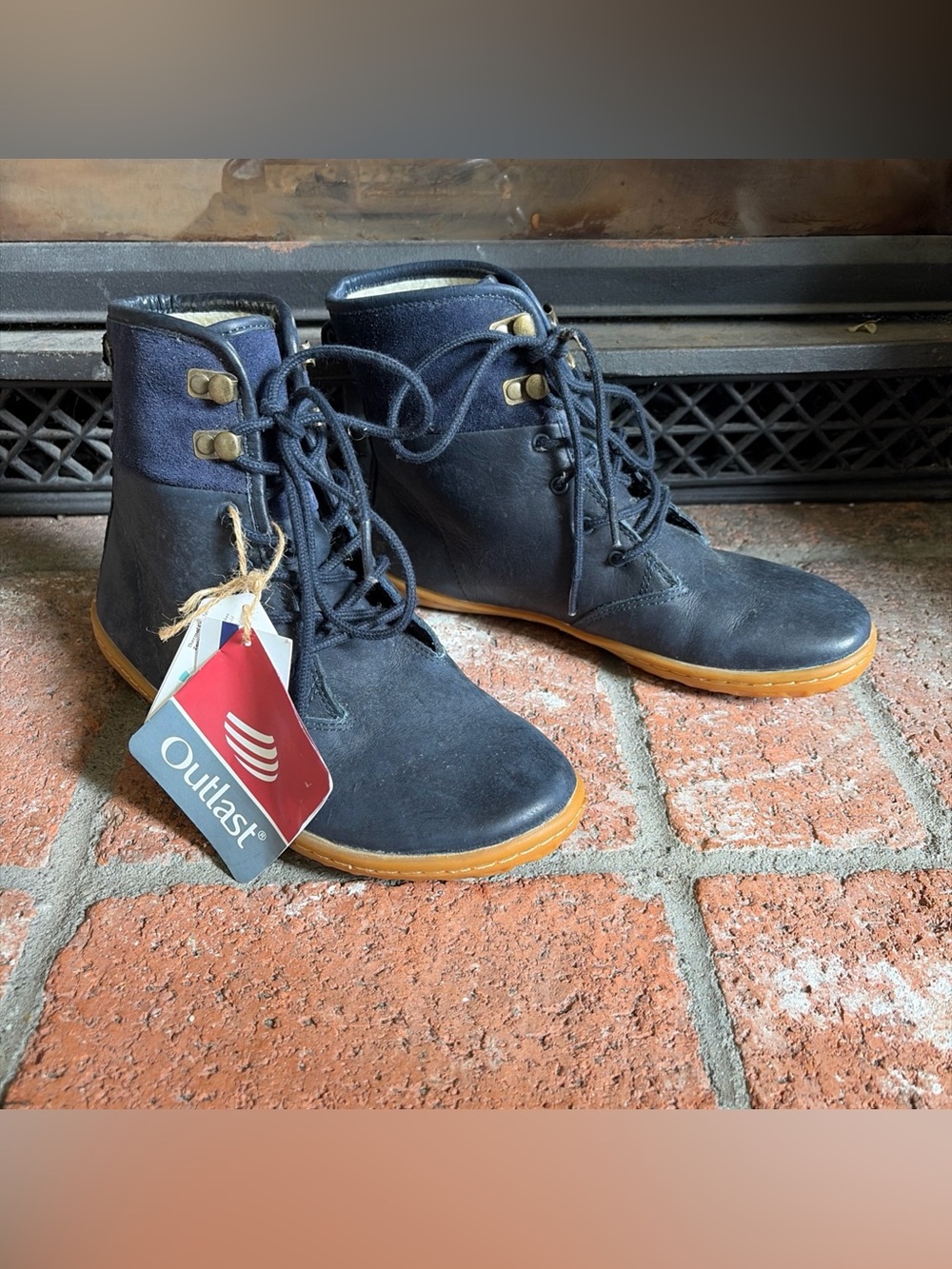 VIVO BAREFOOT Blue Leather Waterproof Hiking Boots ‘OUTLAST’ SZ 7.5 EU 38